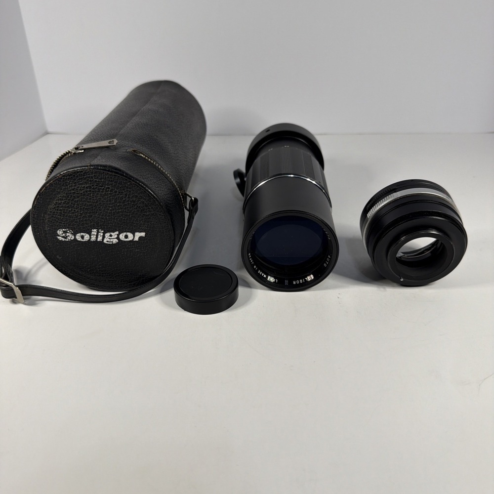 Soligor Auto 300mm f/5.5 Telephoto Lens M42 w/ Adapter & Leather Case